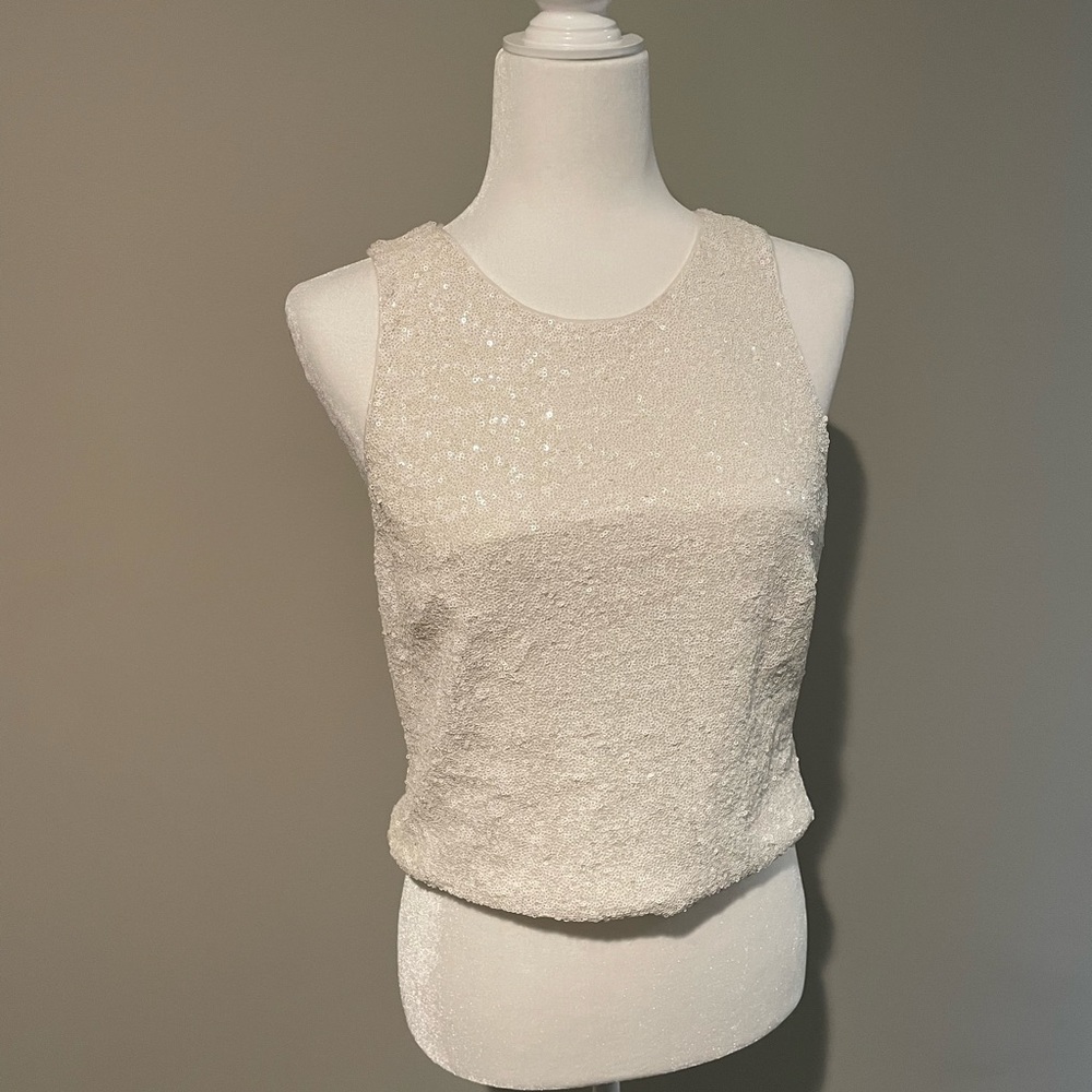 Bailey 44 | White Sequin Crop Top (New with Tags)